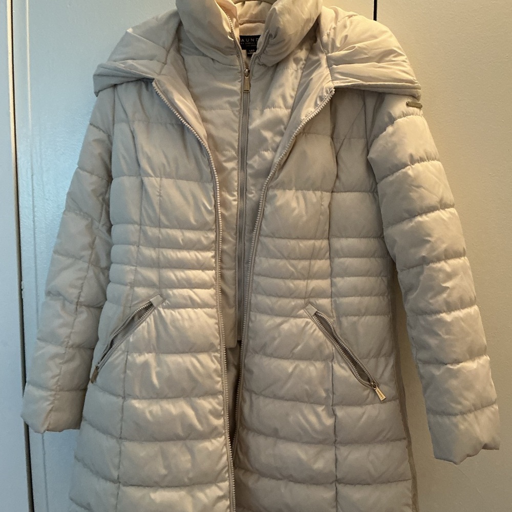 Laundry By Shelli Segal Cream Puffer Jacket